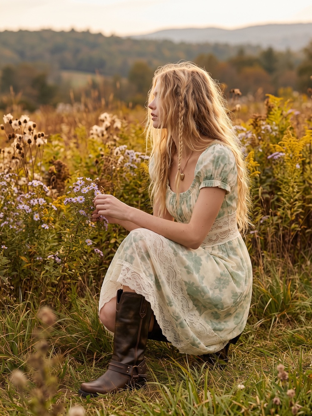 Free People Ethereal Dainty Lace Honeysuckle Floral Printed Midi Dress Large - Picture 3 of 16